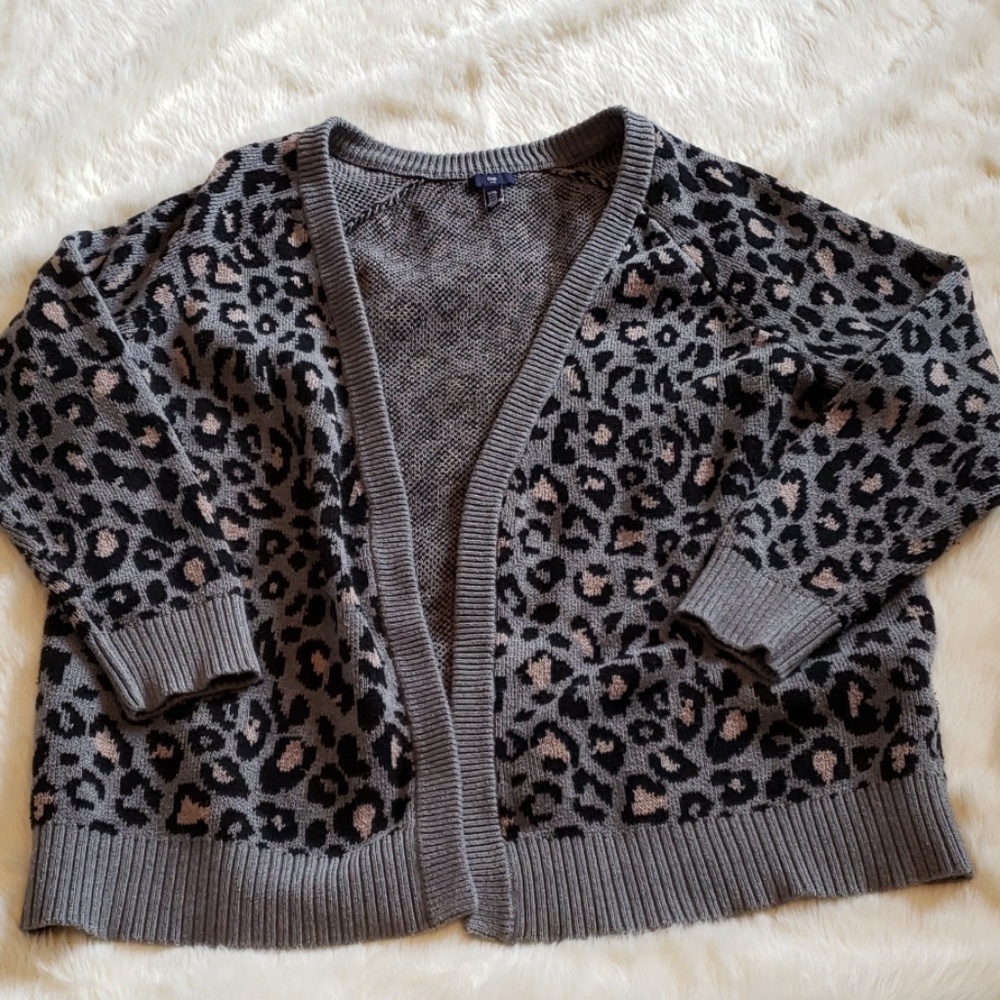 Gap Slouchy Open Front Leopard Sweater